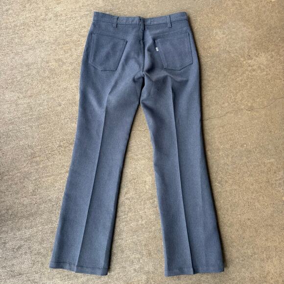 VTG 80s Levi's 517 Gray Sta Press Boot Cut Polyester Dress Pants White Tab 36x34 - Picture 2 of 12